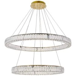 Monroe 42" Wide Gold And Crystal 2-Tier LED Ring Chandelier 8 Monroe 42" Wide Gold And Crystal 2-Tier LED Ring Chandelier -Modern Lamp Shop monroe 42 inch wide gold and crystal 2 tier led ring chandelier 79x03views1