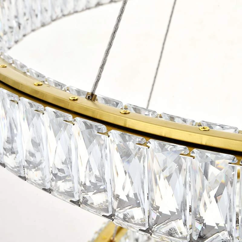 Monroe 42" Wide Gold And Crystal 2-Tier LED Ring Chandelier 4 Monroe 42" Wide Gold And Crystal 2-Tier LED Ring Chandelier - Image 4