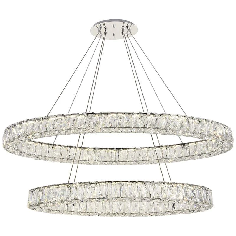 Monroe 48" Wide Chrome And Crystal 2-Tier Oval LED Chandelier 2 Monroe 48" Wide Chrome And Crystal 2-Tier Oval LED Chandelier - Image 2