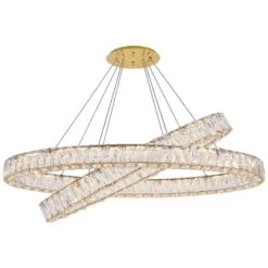 Monroe 48" Wide Gold And Crystal 2-Tier Oval LED Chandelier -Modern Lamp Shop monroe 48 inch wide gold and crystal 2 tier oval led chandelier 78k97views1
