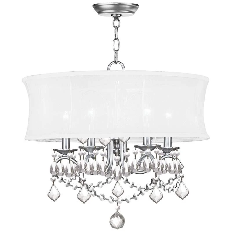 New Castle 20" Wide Brushed Nickel And Crystal Chandelier With Shade 2 New Castle 20" Wide Brushed Nickel And Crystal Chandelier With Shade - Image 2