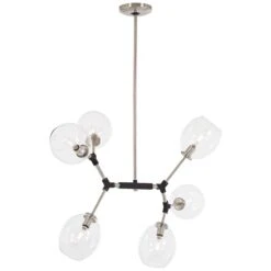 Nexpo 21 1/2" Wide Brushed Nickel And Black 6-Light Pendant