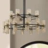Palais 48" Wide Black Amber Glass 40-Light 2-Tier Chandelier