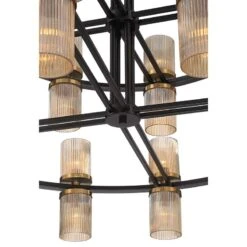 Palais 48" Wide Black Amber Glass 40-Light 2-Tier Chandelier -Modern Lamp Shop palais 48 inch wide black amber glass 40 light 2 tier chandelier 667c2views3
