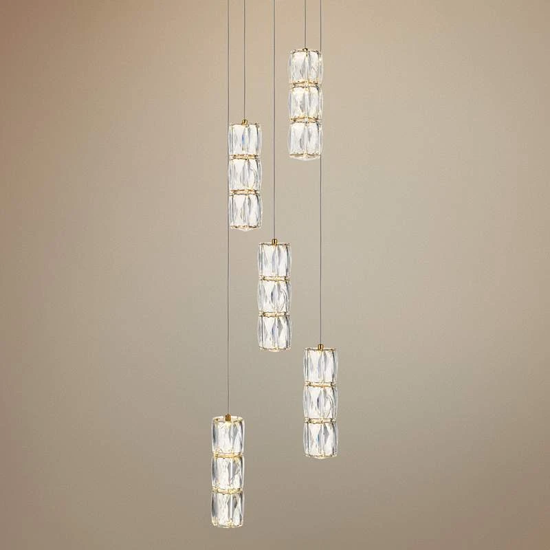 Polaris 12" Wide Gold And Crystal LED Multi Light Pendant 1 Polaris 12" Wide Gold And Crystal LED Multi Light Pendant