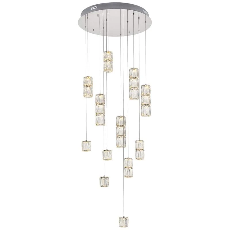 Polaris 24" Wide Chrome And Crystal LED Multi Light Pendant 2 Polaris 24" Wide Chrome And Crystal LED Multi Light Pendant - Image 2