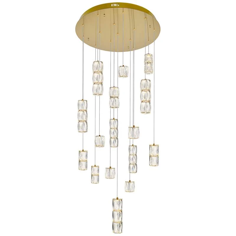 Polaris 28" Wide Gold And Crystal LED Multi Light Pendant 2 Polaris 28" Wide Gold And Crystal LED Multi Light Pendant - Image 2
