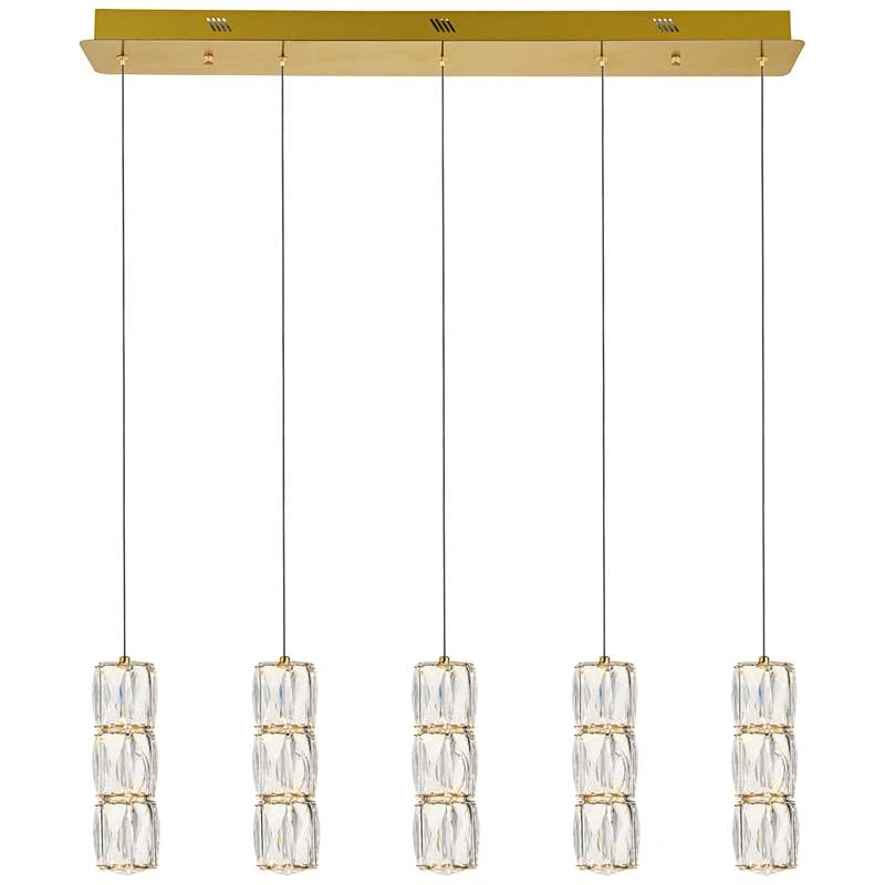 Polaris 36" Wide Gold Crystal LED Linear Multi Light Pendant 2 Polaris 36" Wide Gold Crystal LED Linear Multi Light Pendant - Image 2