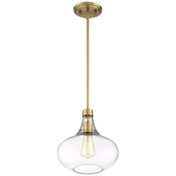 Possini Euro Asni 11" Wide Antique Gold And Glass Modern Mini Pendant -Modern Lamp Shop possini euro asni 11 inch wide antique gold and glass modern mini pendant 23n40views1