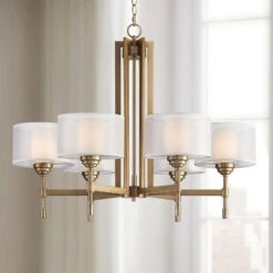 Possini Euro Beauchamp 32" Wide Gold Double Shade 6-Light Chandelier