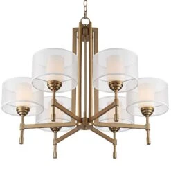 Possini Euro Beauchamp 32" Wide Gold Double Shade 6-Light Chandelier -Modern Lamp Shop possini euro beauchamp 32 inch wide gold double shade 6 light chandelier 86m17views4