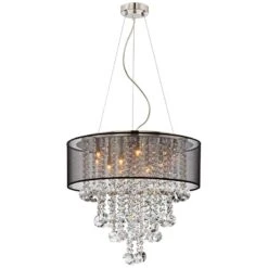 Possini Euro Bretton 22" Wide Brushed Nickel Crystal Chandelier 8 Possini Euro Bretton 22" Wide Brushed Nickel Crystal Chandelier -Modern Lamp Shop possini euro bretton 22 inch wide brushed nickel crystal chandelier u3573