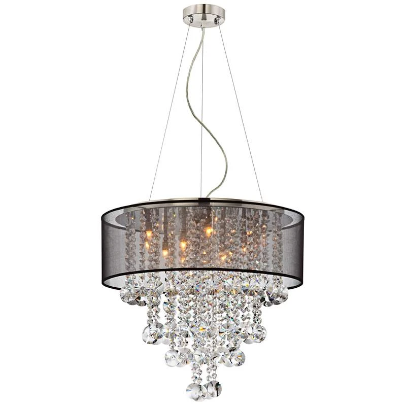 Possini Euro Bretton 22" Wide Brushed Nickel Crystal Chandelier 3 Possini Euro Bretton 22" Wide Brushed Nickel Crystal Chandelier - Image 3