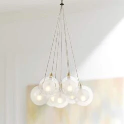 Possini Euro Calrissen 12" Wide Gold And Glass 7-Light Globe Pendant