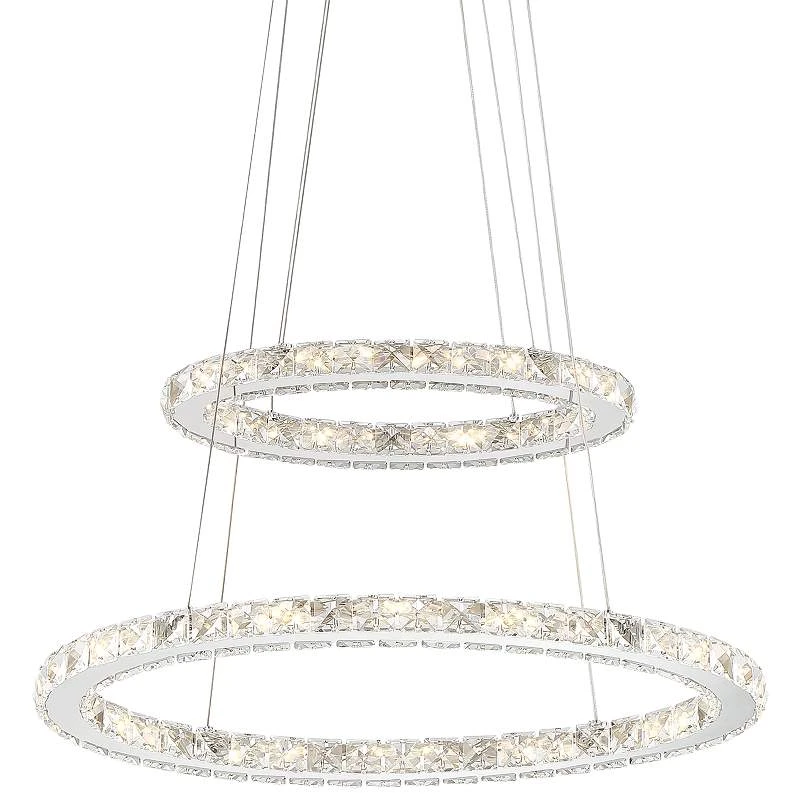 Possini Euro Glenna 23 3/4" Wide Chrome 2-Ring LED Pendant Light 2 Possini Euro Glenna 23 3/4" Wide Chrome 2-Ring LED Pendant Light - Image 2