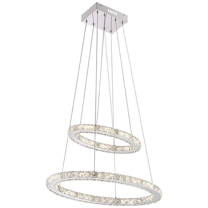 Possini Euro Glenna 23 3/4" Wide Chrome 2-Ring LED Pendant Light 6 Possini Euro Glenna 23 3/4" Wide Chrome 2-Ring LED Pendant Light - Image 6