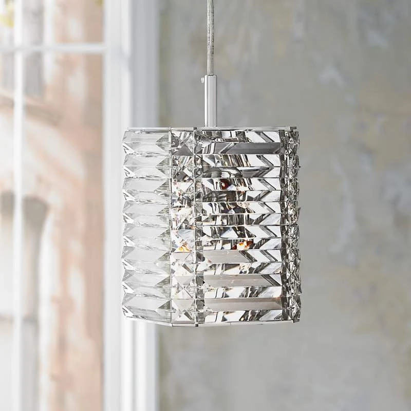 Possini Euro Lenke Chrome 6" Wide Modern Crystal Mini Pendant 1 Possini Euro Lenke Chrome 6" Wide Modern Crystal Mini Pendant
