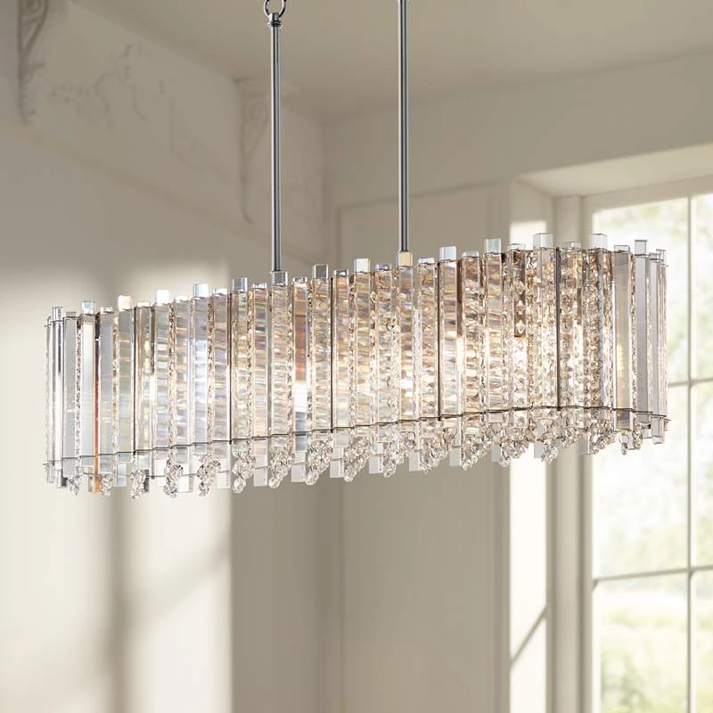 Possini Euro Mirabell 34" Crystal LED Kitchen Island Linear Pendant 1 Possini Euro Mirabell 34" Crystal LED Kitchen Island Linear Pendant