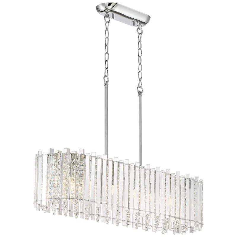 Possini Euro Mirabell 34" Crystal LED Kitchen Island Linear Pendant 6 Possini Euro Mirabell 34" Crystal LED Kitchen Island Linear Pendant - Image 6