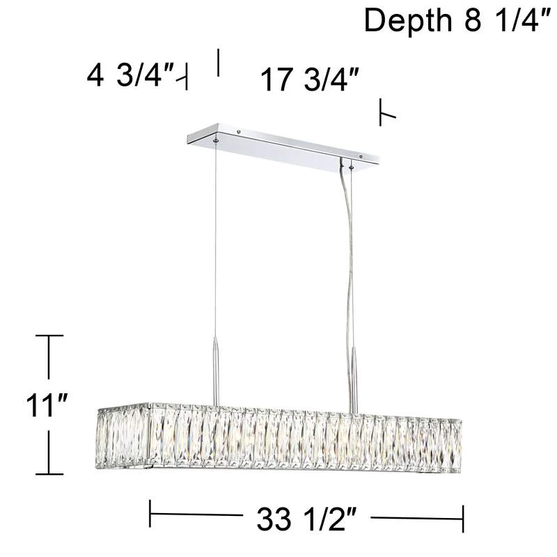 Possini Euro Sera 33 1/2" Chrome Crystal Kitchen Island Light Pendant 7 Possini Euro Sera 33 1/2" Chrome Crystal Kitchen Island Light Pendant - Image 7