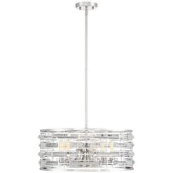 Possini Euro Smart 20" Wide Nickel And Crystal Modern Pendant Light -Modern Lamp Shop possini euro smart 20 inch wide nickel and crystal modern pendant light 39h46views3