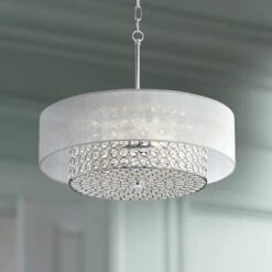 Possini Euro Viviette 20" Wide Chrome And Modern Crystal Pendant Light