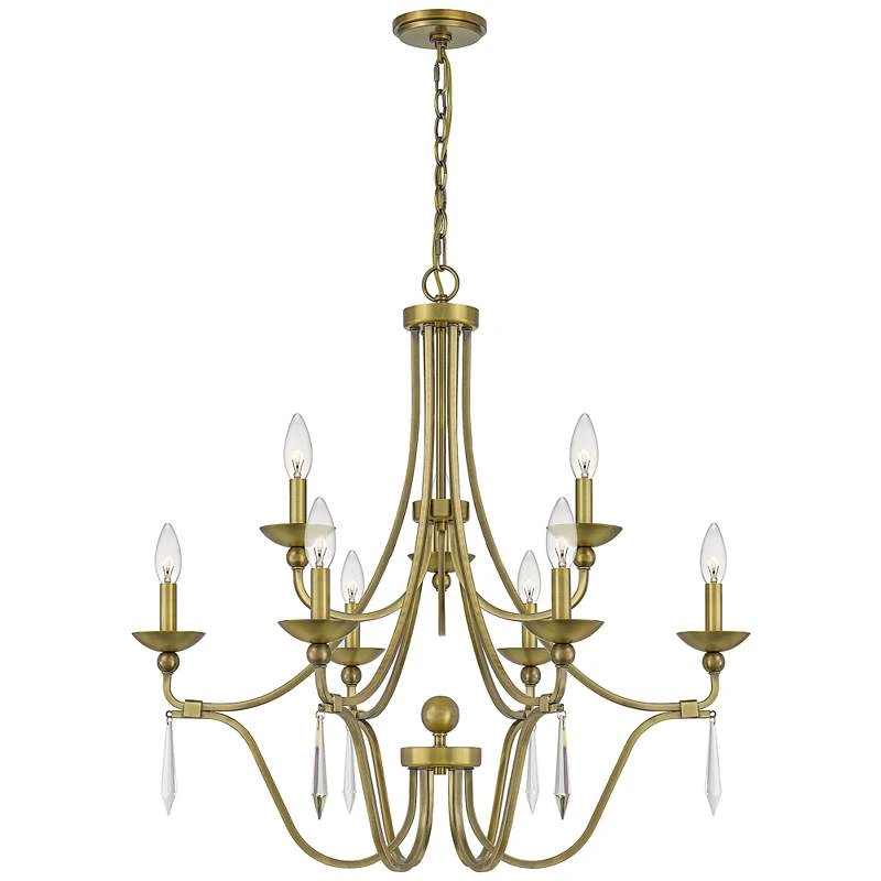 Quoizel Joules 32" Wide Aged Brass 9-Light Chandelier 2 Quoizel Joules 32" Wide Aged Brass 9-Light Chandelier - Image 2