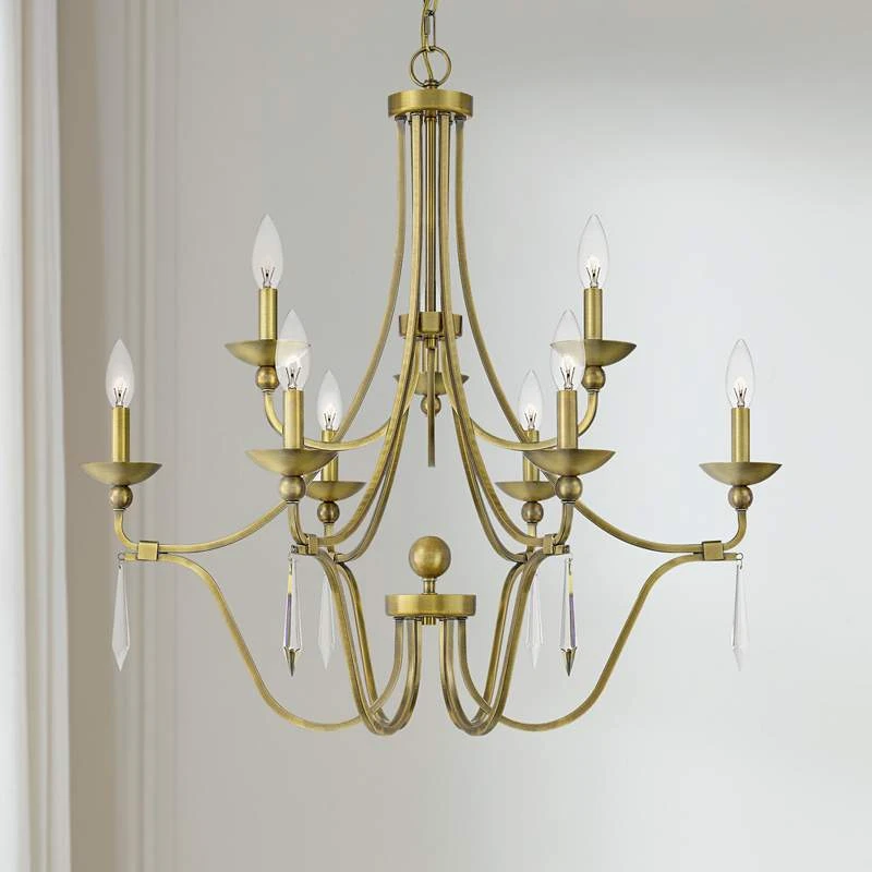 Quoizel Joules 32" Wide Aged Brass 9-Light Chandelier 1 Quoizel Joules 32" Wide Aged Brass 9-Light Chandelier