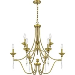 Quoizel Joules 32" Wide Aged Brass 9-Light Chandelier 6 Quoizel Joules 32" Wide Aged Brass 9-Light Chandelier -Modern Lamp Shop quoizel joules 32 inch wide aged brass 9 light chandelier 86c76views1
