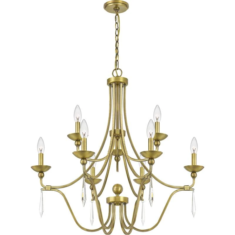 Quoizel Joules 32" Wide Aged Brass 9-Light Chandelier 3 Quoizel Joules 32" Wide Aged Brass 9-Light Chandelier - Image 3