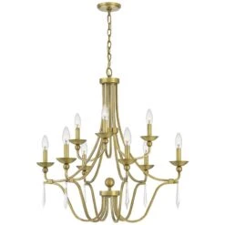 Quoizel Joules 32" Wide Aged Brass 9-Light Chandelier 7 Quoizel Joules 32" Wide Aged Brass 9-Light Chandelier -Modern Lamp Shop quoizel joules 32 inch wide aged brass 9 light chandelier 86c76views2