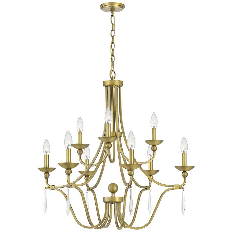 Quoizel Joules 32" Wide Aged Brass 9-Light Chandelier 4 Quoizel Joules 32" Wide Aged Brass 9-Light Chandelier - Image 4