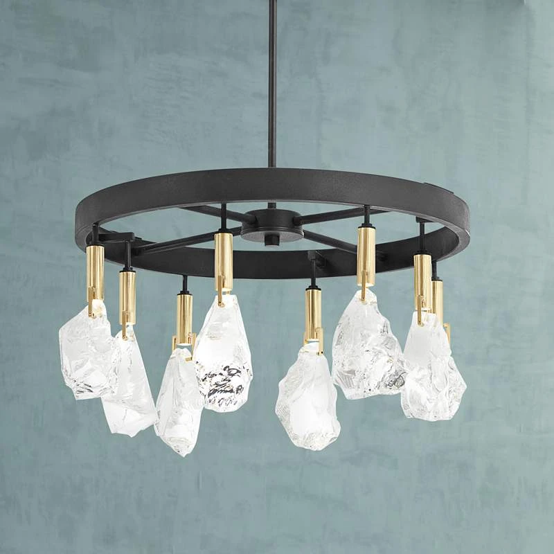 Rare Elements 20" Wide Sand Coal 8-Light LED Chandelier 1 Rare Elements 20" Wide Sand Coal 8-Light LED Chandelier