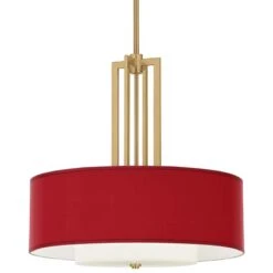 Red Faux Silk Carey 24" Gold 4-Light Chandelier