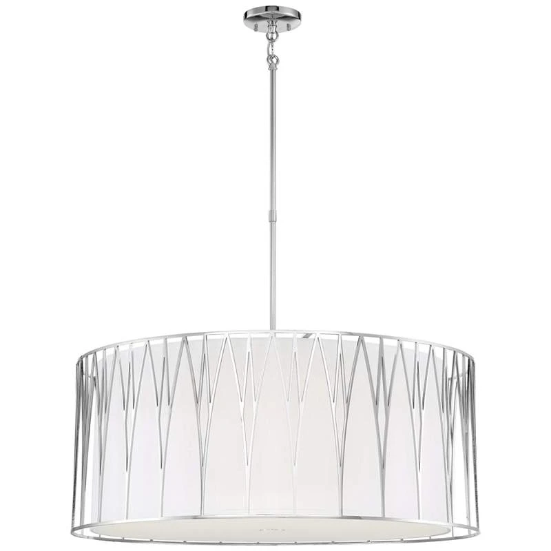 Regal Terrace 32"W Polished Nickel LED Drum Pendant Light 2 Regal Terrace 32"W Polished Nickel LED Drum Pendant Light - Image 2