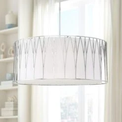 Regal Terrace 32"W Polished Nickel LED Drum Pendant Light