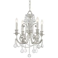 Modern Lamp Shop -Modern Lamp Shop regis 17 and one half inch wide olde silver crystal 4 light chandelier 8t427