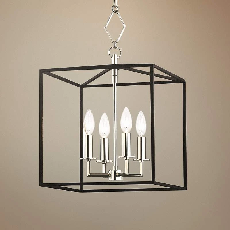 Richie 13" Wide Polished Nickel And Black 4-Light Pendant 1 Richie 13" Wide Polished Nickel And Black 4-Light Pendant