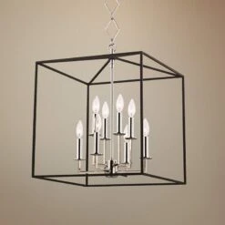Richie 18" Wide Polished Nickel And Black 8-Light Pendant