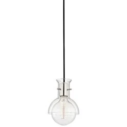 Riley 6 1/4"W Polished Nickel Mini Pendant W/ Clear Glass