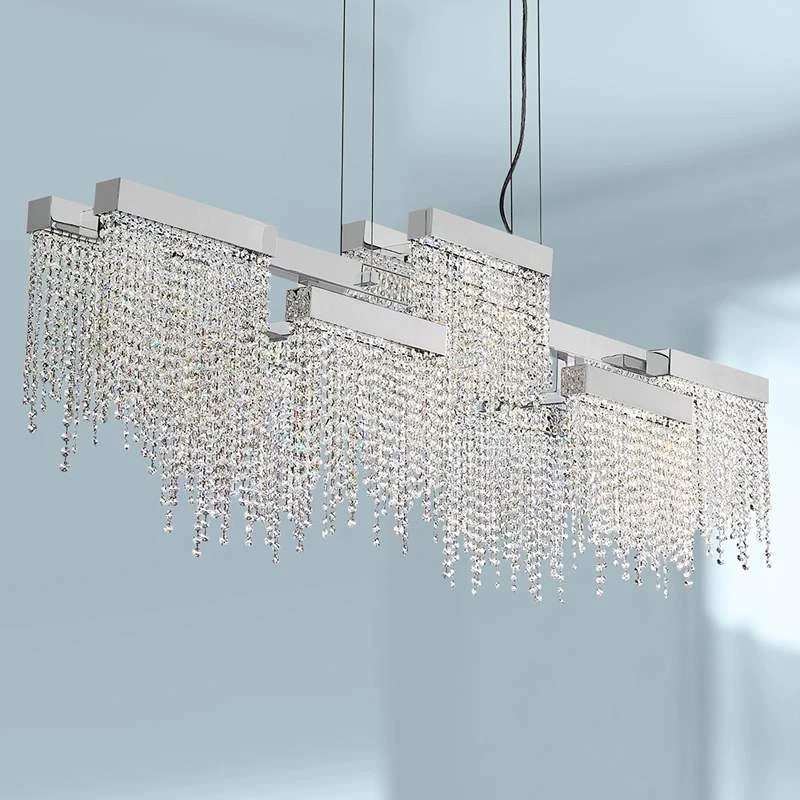 Rossi 51 1/4"W Chrome LED Kitchen Island Light Chandelier 1 Rossi 51 1/4"W Chrome LED Kitchen Island Light Chandelier