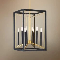 Sable Point 16 1/4"W Black And Gold 8-Light Foyer Pendant