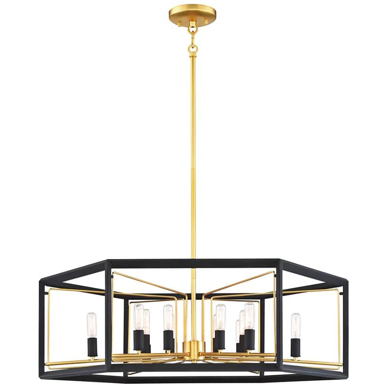 Sable Point 26" Wide Black And Gold 12-Light Pendant Light 2 Sable Point 26" Wide Black And Gold 12-Light Pendant Light - Image 2