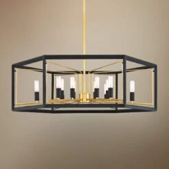 Sable Point 26" Wide Black And Gold 12-Light Pendant Light