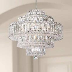 Schonbek Plaza 21" Wide Silver Swarovski Crystal Chandelier