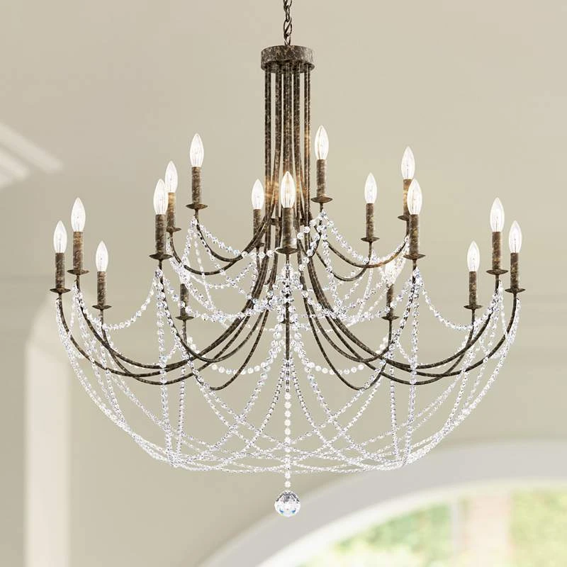 Schonbek Verdana 43"W Bronze 18-Light 2-Tier Pendant Light 1 Schonbek Verdana 43"W Bronze 18-Light 2-Tier Pendant Light