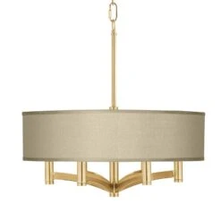 Sesame Faux Silk Ava 6-Light Gold Pendant Chandelier