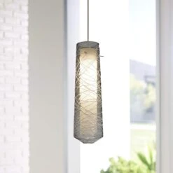 AFX Spun 5" Wide Satin Nickel LED Mini Pendant With Smoke Glass