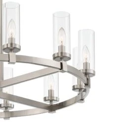 Stiffel Aron 36" Nickel 12-Light Wagon Wheel Ring Chandelier -Modern Lamp Shop stiffel aron 36 inch nickel 12 light wagon wheel ring chandelier 88h35views1