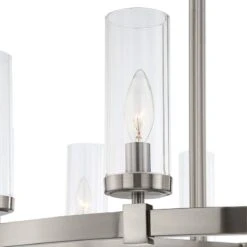 Stiffel Aron 36" Nickel 12-Light Wagon Wheel Ring Chandelier -Modern Lamp Shop stiffel aron 36 inch nickel 12 light wagon wheel ring chandelier 88h35views2